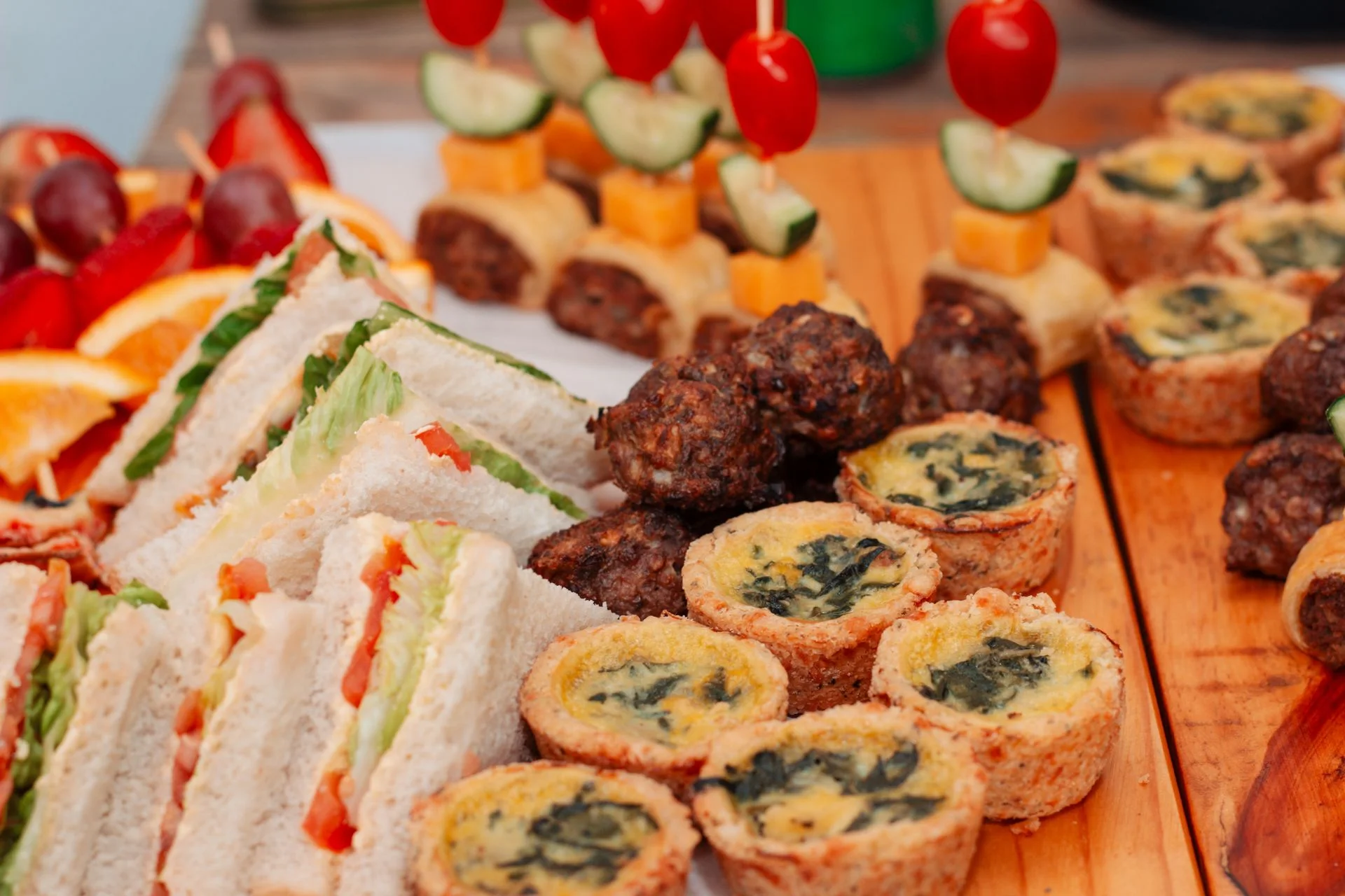 Gourmet smoked salmon crostini and mini chicken tartlets finger food catering in Limerick Ireland